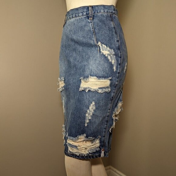 ONE X One Teaspoon Freelove Distressed Denim Jean Skirt size 26 - Picture 8 of 12